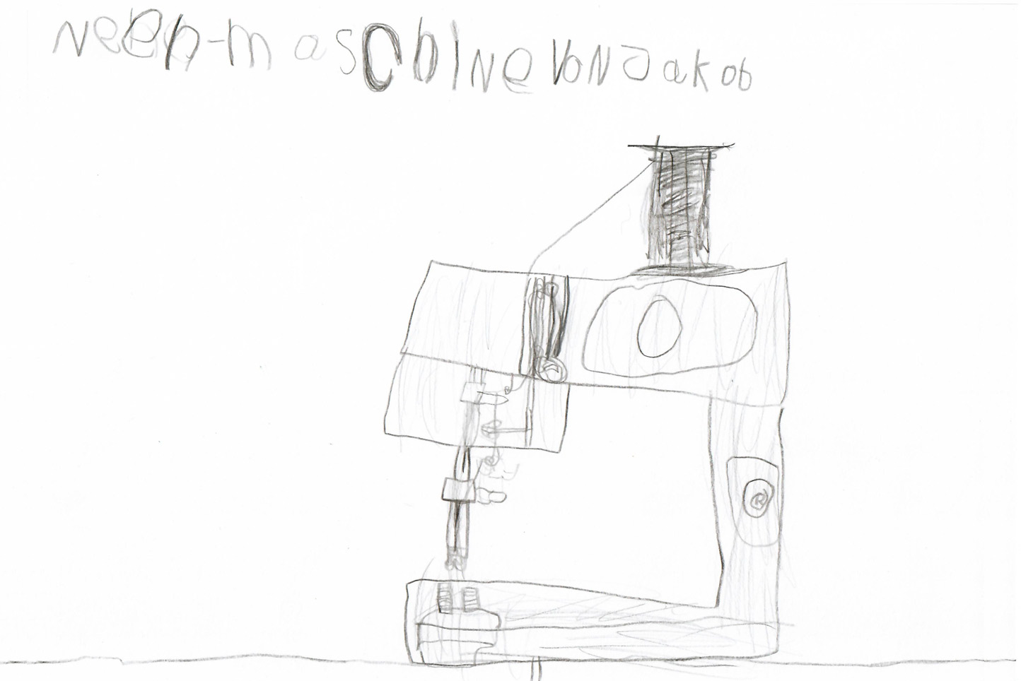 Jacob zeichnet eine Nähmaschine, Kinder-Kreativwerkstatt